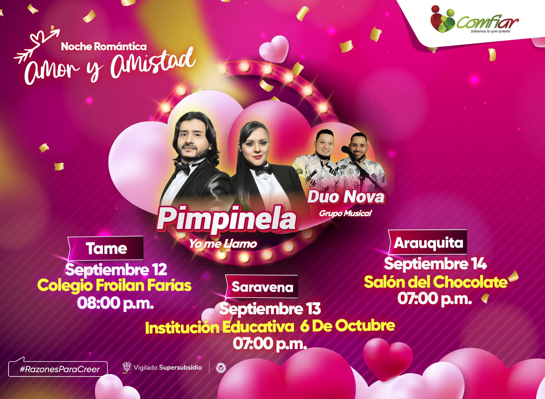 Arauquita, Saravena y Tame listos para celebrar el Día del Amor y la Amistad